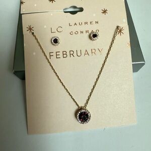 LC Lauren Conrad Gold Necklace with Purple Gemstone